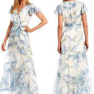 Floral Blue and White Maxi Dress
